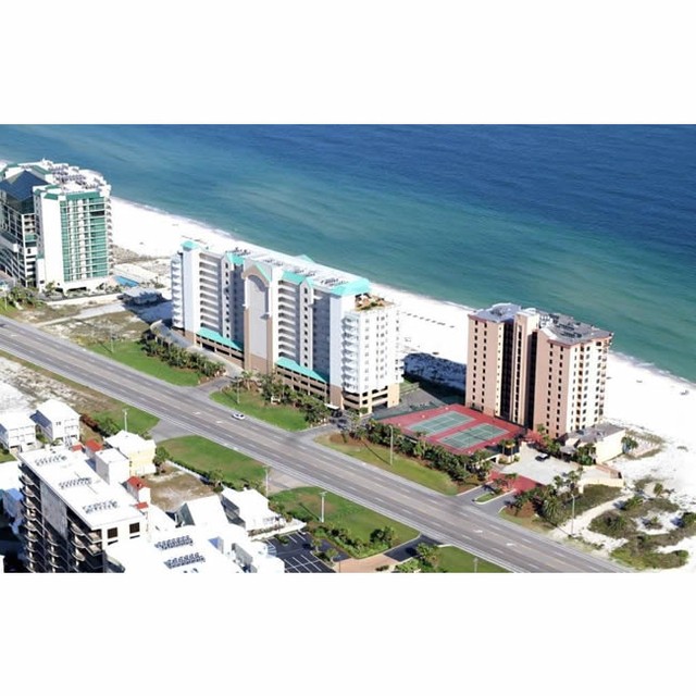 Aerial view of Regnecy Isle Orange Beach, AL. www.CondoRentalOrangeBeach.com #beach #vacation #orangebeach #gulfshores