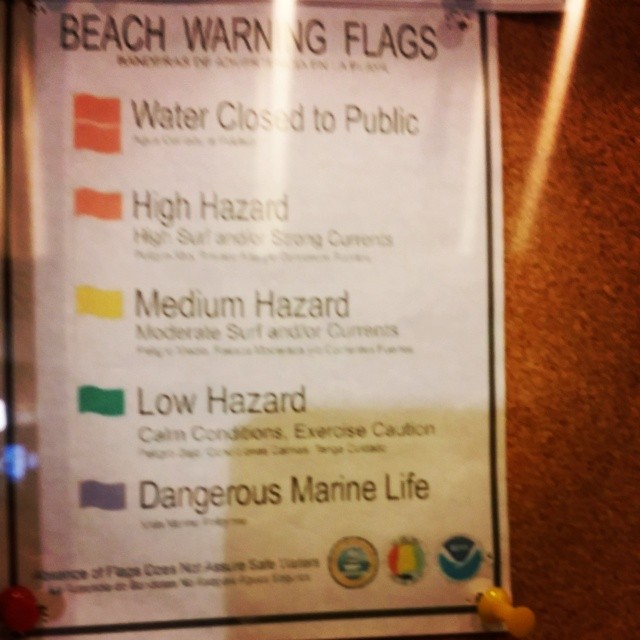 We had a red flag today. There was three people that got caught in a riptide and carried way out there.  Luckily there were some people on the beach that called patrol. The three girls that were rescued were pretty shaken up. My kids were mad all day because they couldn't go in the water. When they saw this they understood why. #riptide #undertow #MarineFlags #SaltLife #SaltWaterLife
