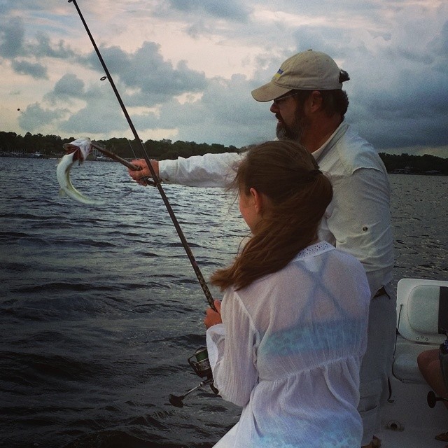 Skip jack, aka lady fish, being tossed back in the water since they are not good eatin' #SkipJack Lady Fish #OrangeBeach