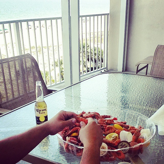 Royal Reds and a Corona
Our favorite thing to do upon arriving at Orange Beach. 
#OrangeBeach #OrangeBeachCondo #shrimp #BoiledShrimp #RoyalReds #RoyalRedShrimp