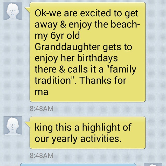 This text about the Orange Beach condo made our heart warm this morning! #OrangeBeachCondo #orangebeach #alabama #gulfshores #beach